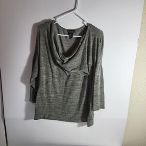 Signature Studio Top Womens XL Gray Long Sleeve Low Scoop Neck